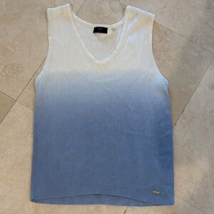 Tahari Gradient Blue and White Sweater Tank Top